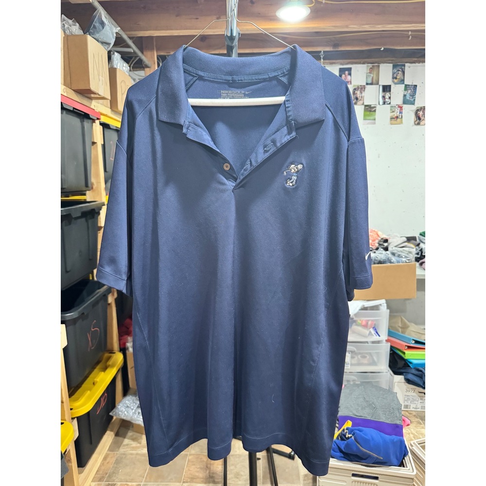 Nike Golf Mickey Mouse Polo Shirt Mens XL Navy Blue Disney Tour Performance